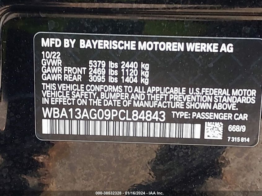 2023 BMW 530E WBA13AG09PCL84843