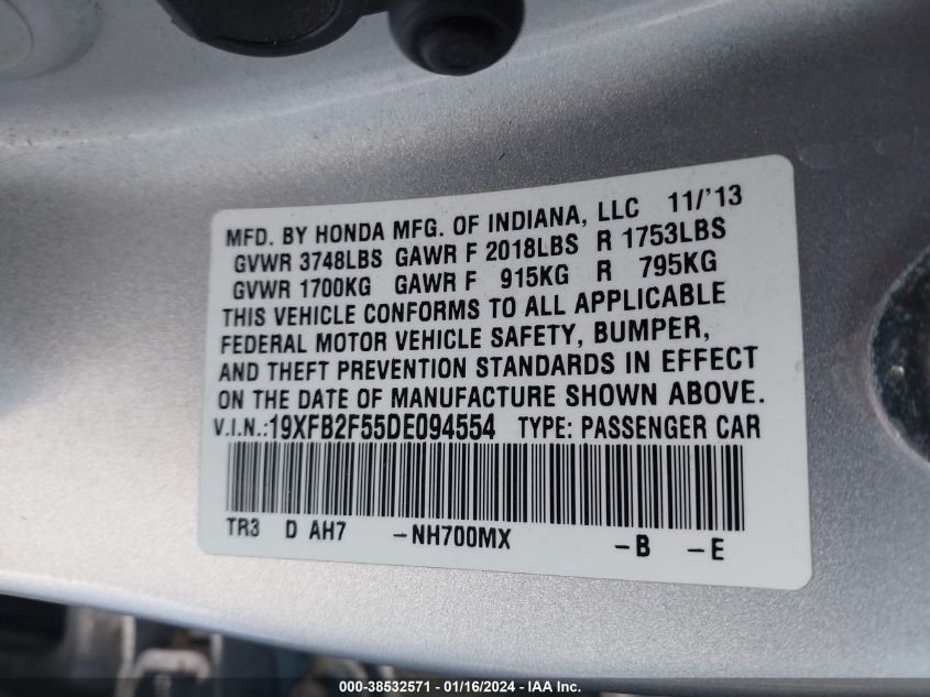 2013 HONDA CIVIC LX - 19XFB2F55DE094554