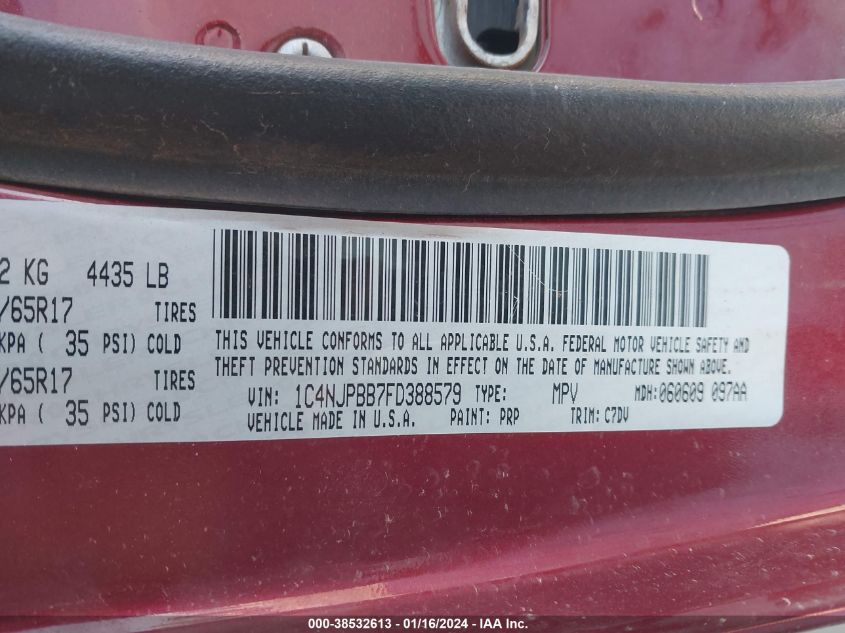 2015 JEEP PATRIOT SPORT - 1C4NJPBB7FD388579