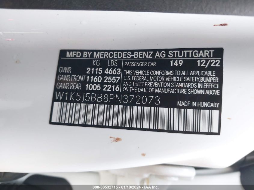 2023 MERCEDES-BENZ AMG CLA 35 4MATIC W1K5J5BB8PN372073