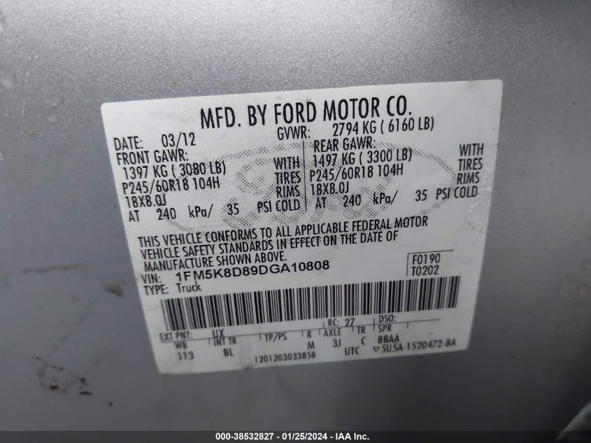2013 FORD EXPLORER XLT - 1FM5K8D89DGA10808
