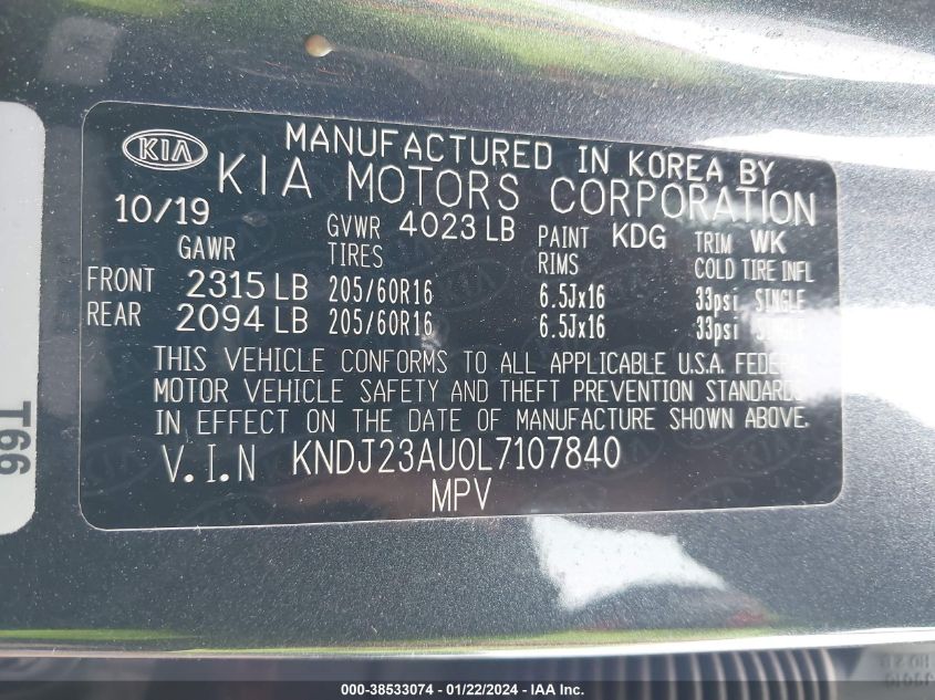 2020 KIA SOUL LX/X LINE/S - KNDJ23AU0L7107840