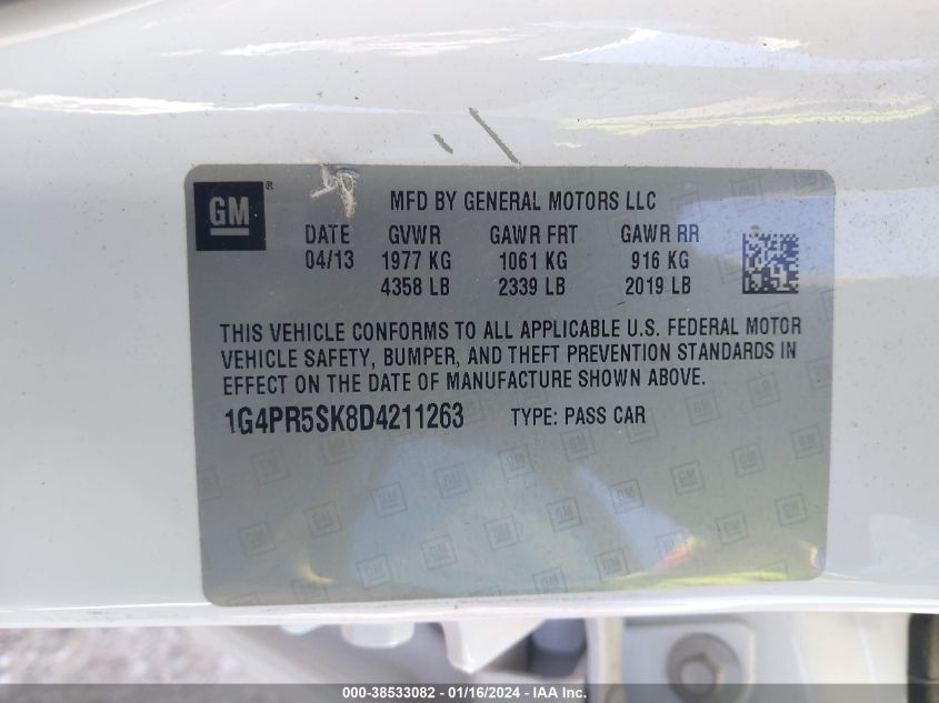 2013 BUICK VERANO CONVENIENCE GROUP - 1G4PR5SK8D4211263