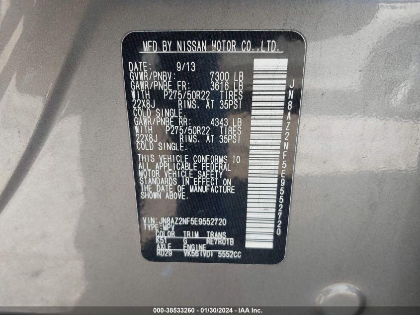 2014 INFINITI QX80 - JN8AZ2NF5E9552720