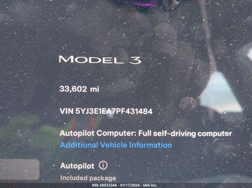 2023 TESLA MODEL 3 REAR-WHEEL DRIVE - 5YJ3E1EA7PF431484