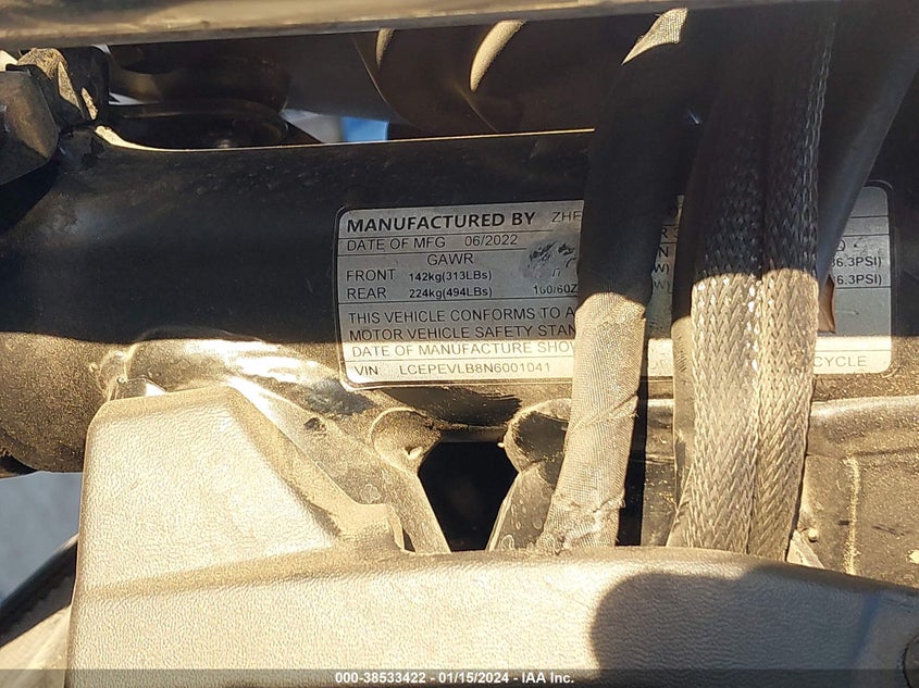 VIN LCEPEVLB8N6001041 2022 CF MOTO 650NK