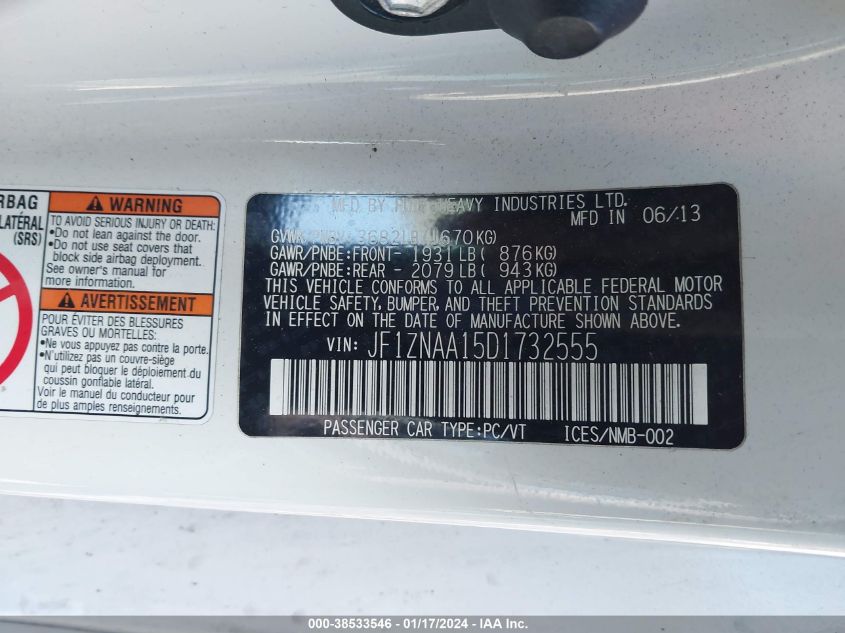 2013 TOYOTA SCION FR-S JF1ZNAA15D1732555