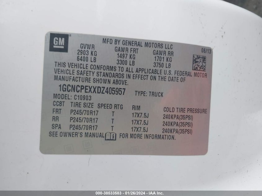 2013 CHEVROLET SILVERADO 1500 WORK TRUCK - 1GCNCPEXXDZ405957