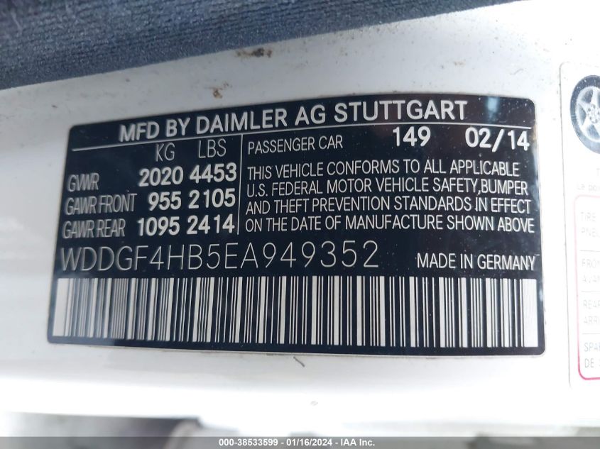 2014 MERCEDES-BENZ C 250 LUXURY/SPORT - WDDGF4HB5EA949352