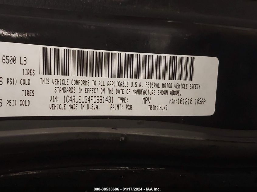 2015 JEEP GRAND CHEROKEE SUMMIT - 1C4RJEJG4FC681431
