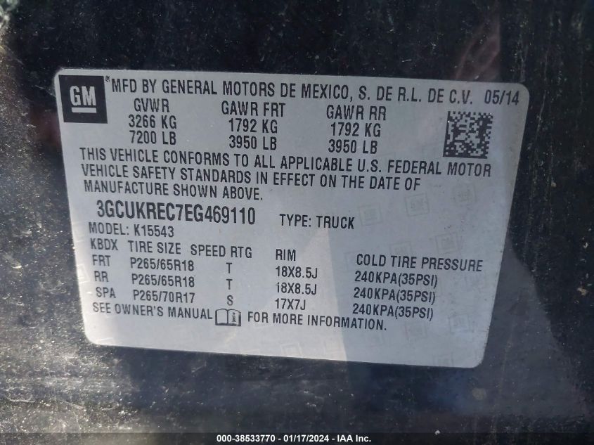 2014 CHEVROLET SILVERADO 1500 1LT - 3GCUKREC7EG469110