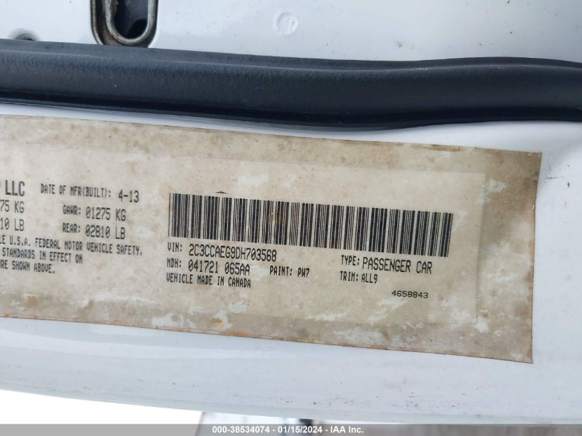 2013 CHRYSLER 300C - 2C3CCAEG9DH703568