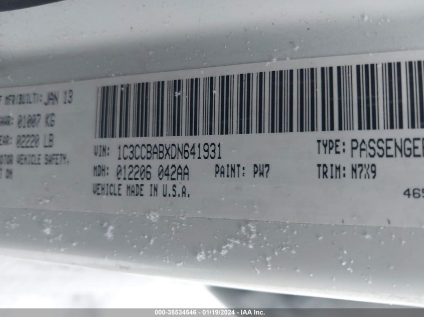 2013 CHRYSLER 200 LX - 1C3CCBABXDN641931
