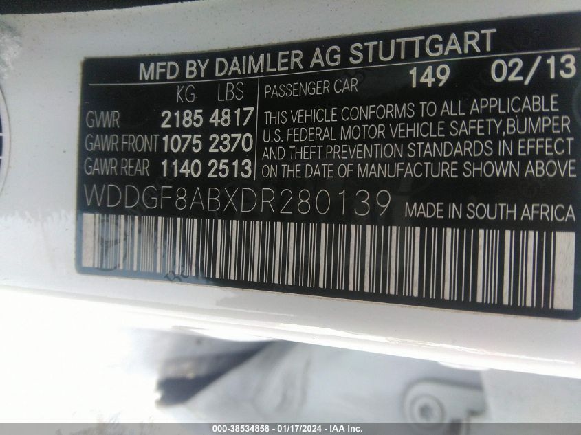 2013 MERCEDES-BENZ C 300 LUXURY 4MATIC/SPORT 4MATIC - WDDGF8ABXDR280139