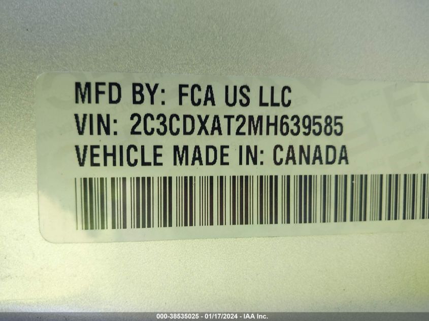 2021 DODGE CHARGER POLICE RWD - 2C3CDXAT2MH639585