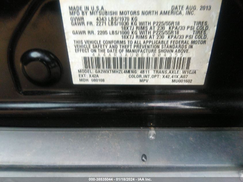 2014 MITSUBISHI OUTLANDER SPORT ES - 4A4AR3AU0EE004355