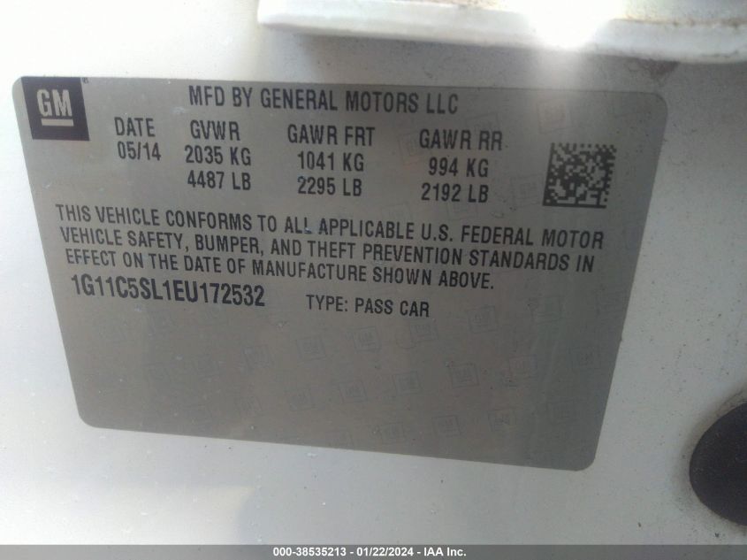 2014 CHEVROLET MALIBU 1LT - 1G11C5SL1EU172532