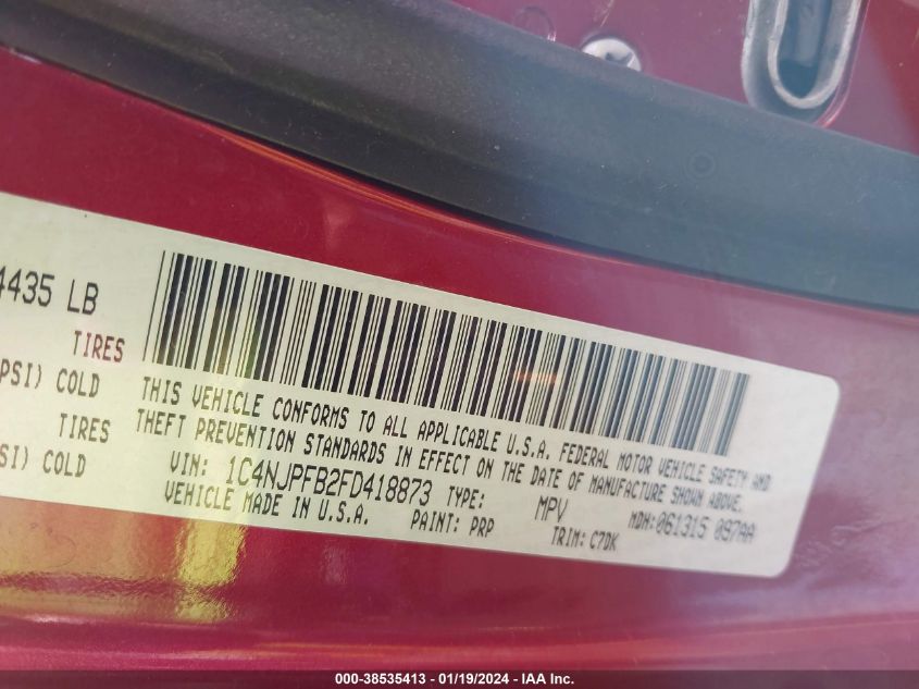 2015 JEEP PATRIOT LATITUDE - 1C4NJPFB2FD418873