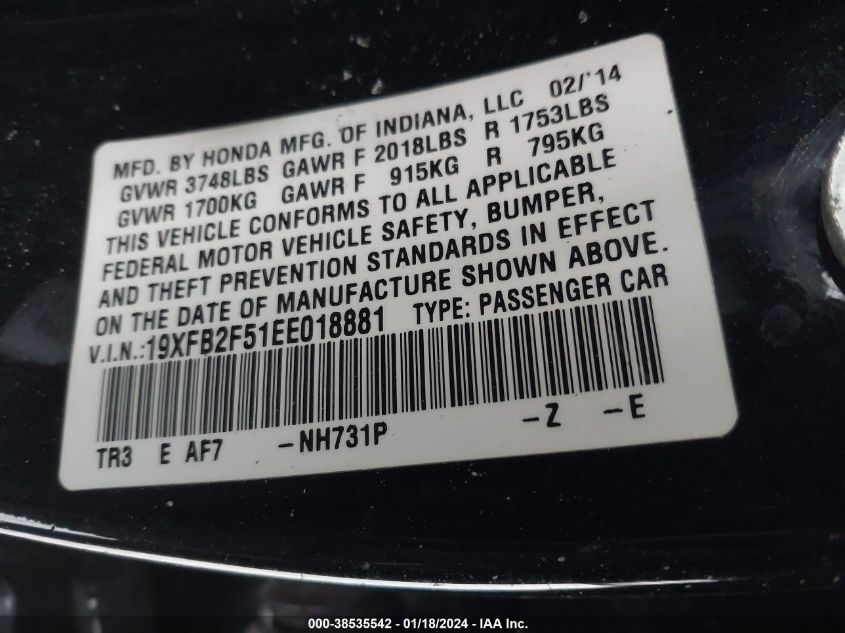 2014 HONDA CIVIC LX - 19XFB2F51EE018881