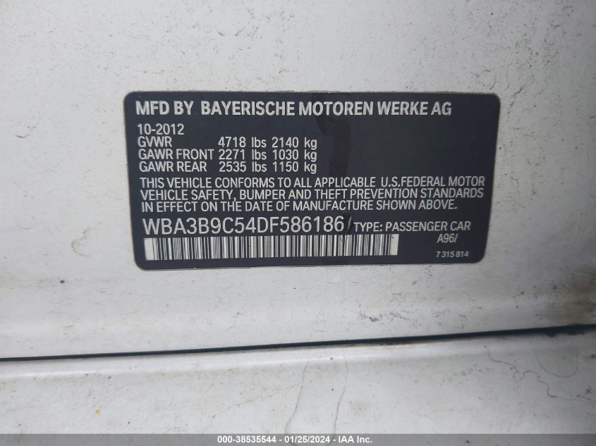 2013 BMW 335I XDRIVE - WBA3B9C54DF586186
