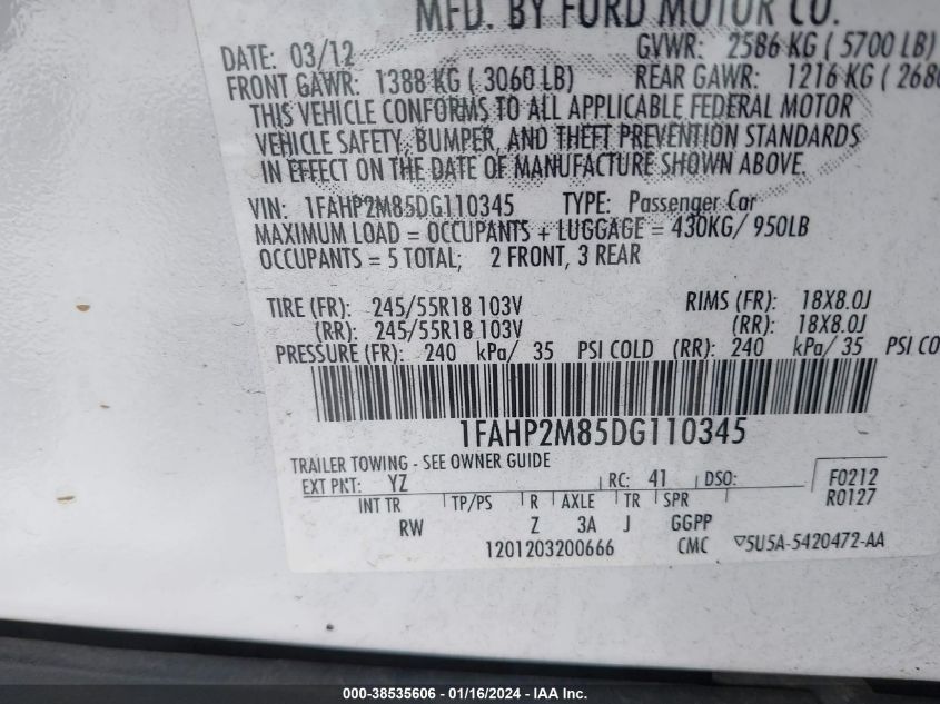 2013 FORD POLICE INTERCEPTOR - 1FAHP2M85DG110345