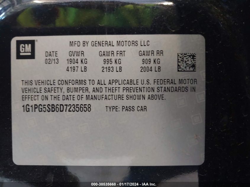 2013 CHEVROLET CRUZE LTZ - 1G1PG5SB6D7235658