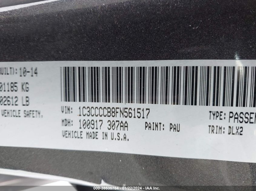 2015 CHRYSLER 200 C - 1C3CCCCB8FN561517