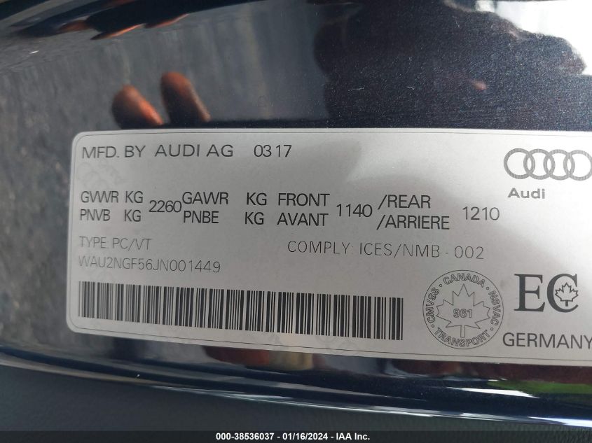 2018 AUDI A5 CABRIOLET - WAU2NGF56JN001449