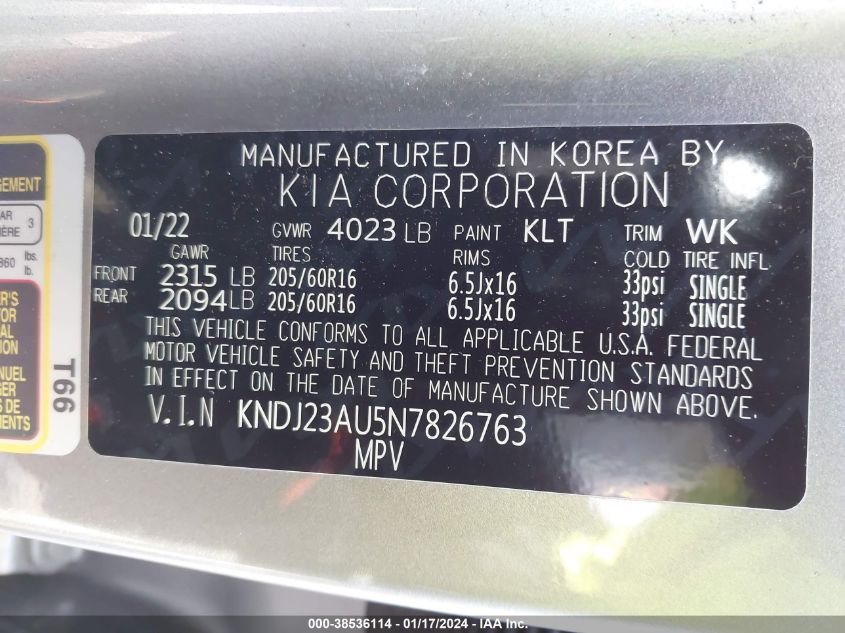 2022 KIA SOUL LX/X LINE/S - KNDJ23AU5N7826763