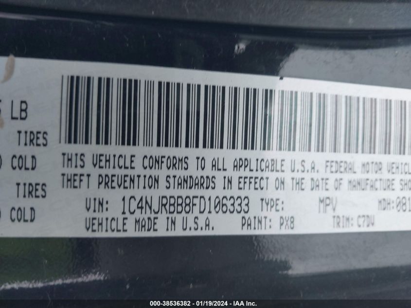 2015 JEEP PATRIOT SPORT - 1C4NJRBB8FD106333