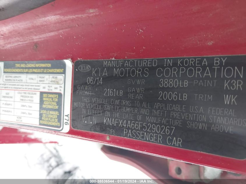 2015 KIA FORTE LX - KNAFX4A66F5290267
