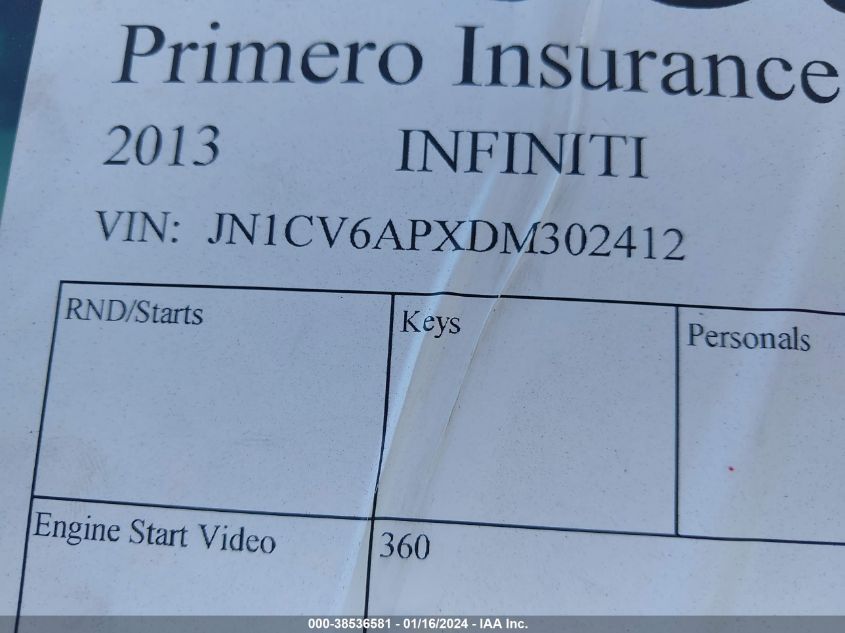 2013 INFINITI G37 JOURNEY - JN1CV6APXDM302412