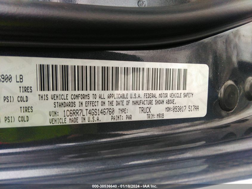2016 RAM 1500 BIG HORN - 1C6RR7LT4GS146760