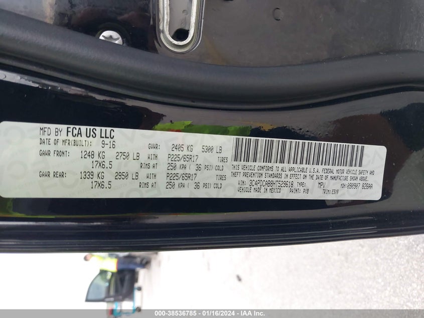 VIN 3C4PDCAB8HT529618 2017 DODGE JOURNEY SE