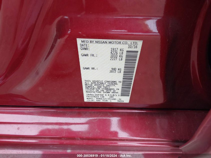 2017 NISSAN ALTIMA 2.5 S - 1N4AL3AP3HC131853