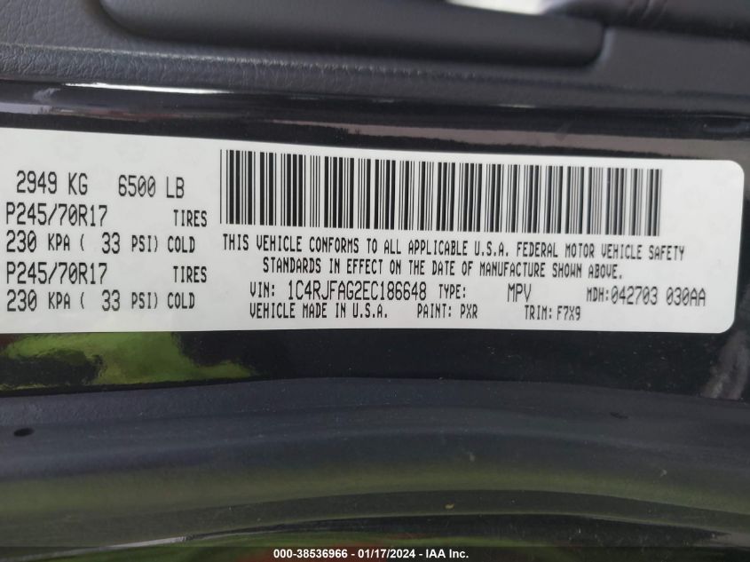 2014 JEEP GRAND CHEROKEE LAREDO - 1C4RJFAG2EC186648