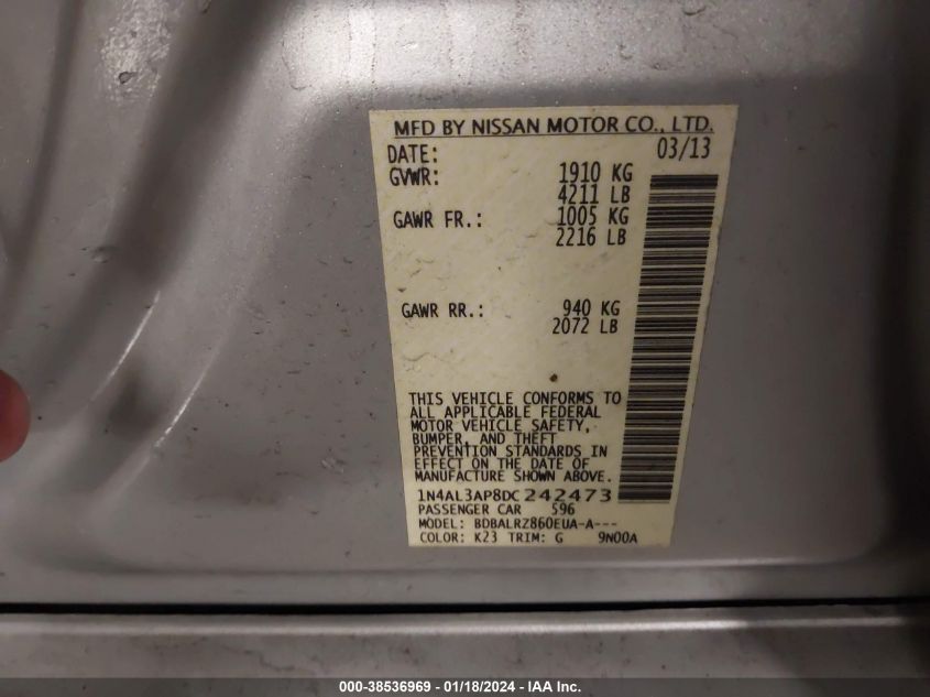 2013 NISSAN ALTIMA 2.5 S - 1N4AL3AP8DC242473