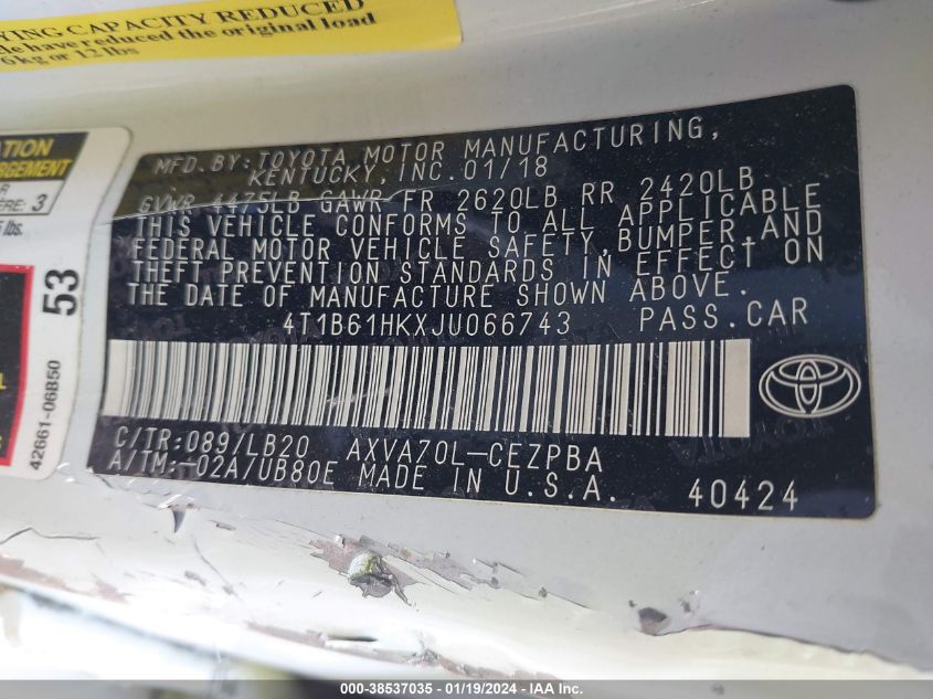 2018 TOYOTA CAMRY XSE - 4T1B61HKXJU066743