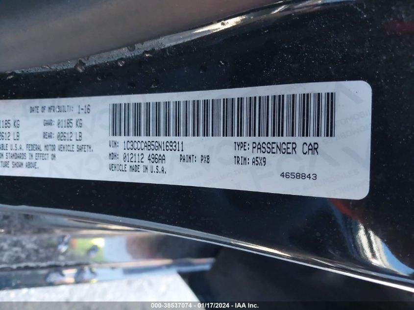 2016 CHRYSLER 200 LIMITED - 1C3CCCAB5GN169311