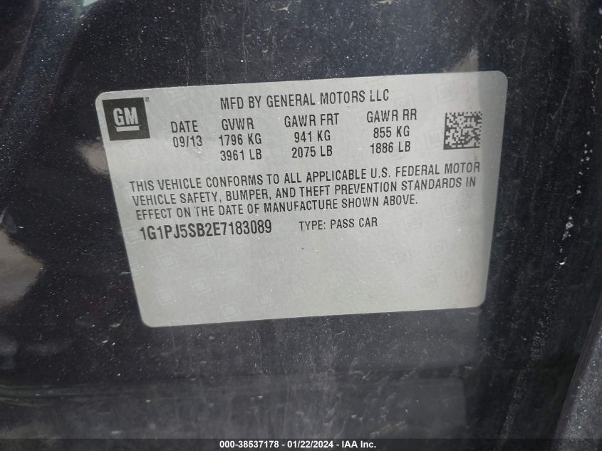 2014 CHEVROLET CRUZE ECO MANUAL - 1G1PJ5SB2E7183089