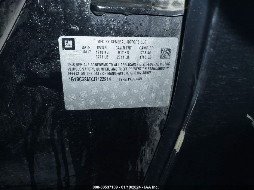 2018 CHEVROLET CRUZE LS AUTO - 1G1BC5SMXJ7122914