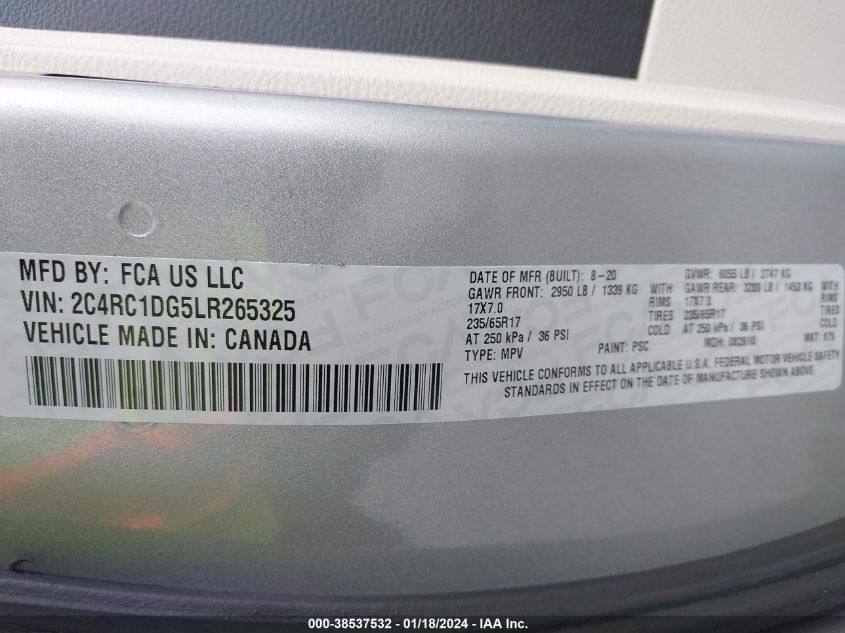 2020 CHRYSLER VOYAGER LXI - 2C4RC1DG5LR265325