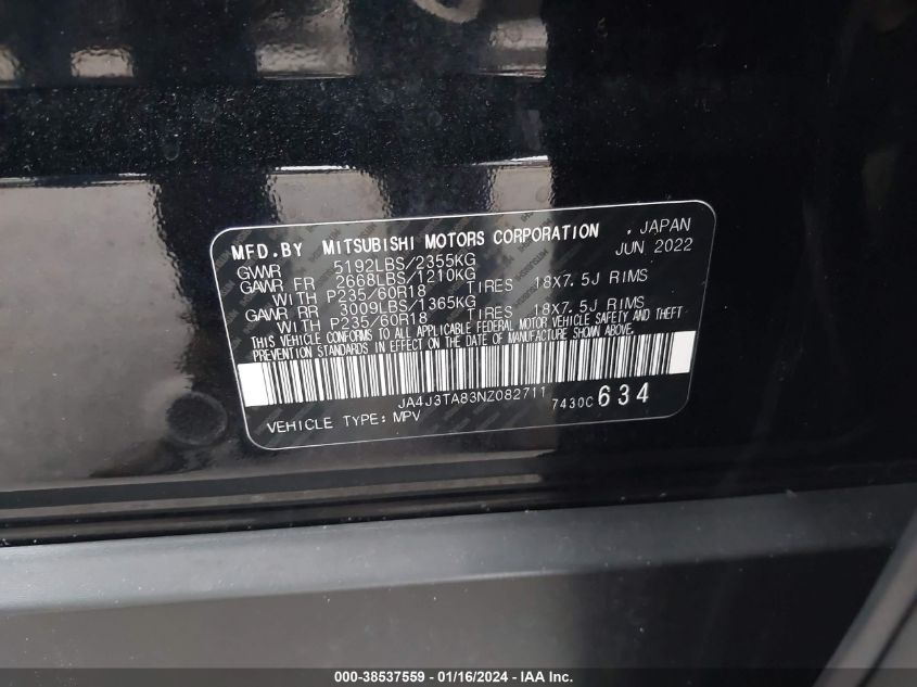 2022 MITSUBISHI OUTLANDER ES 2.5 2WD - JA4J3TA83NZ082711