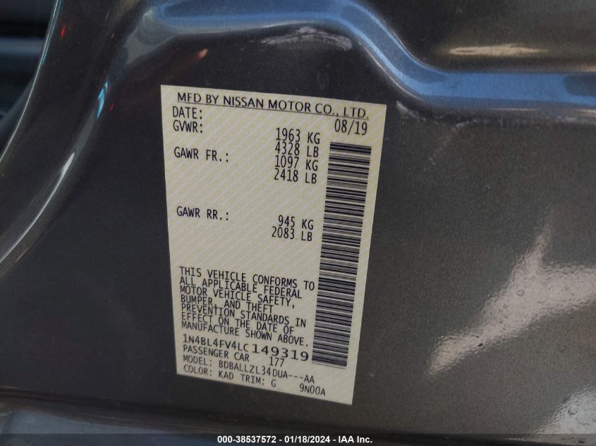 2020 NISSAN ALTIMA PLATINUM - 1N4BL4FV4LC149319