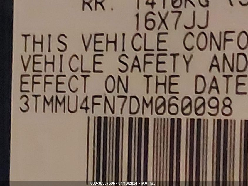2013 TOYOTA TACOMA BASE V6 - 3TMMU4FN7DM060098