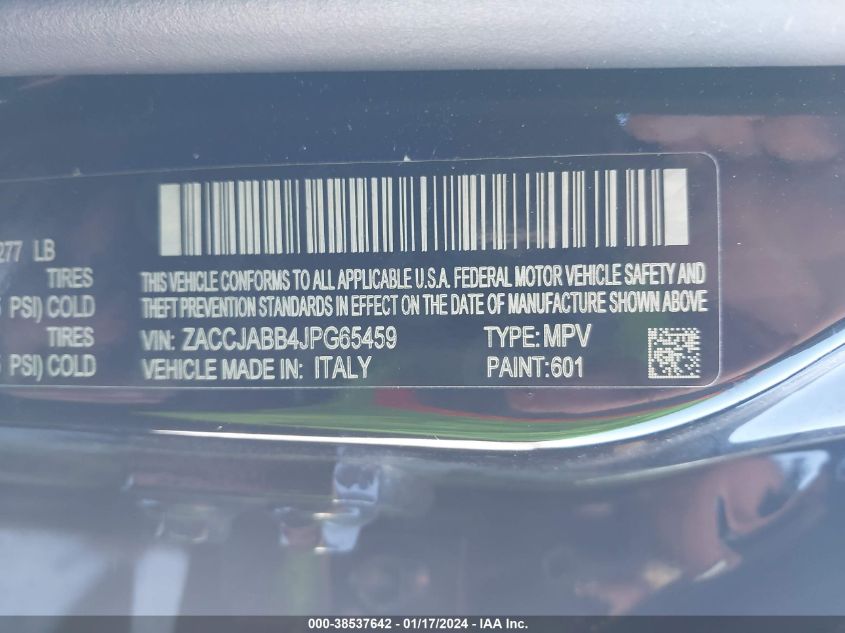 2018 JEEP RENEGADE ALTITUDE FWD - ZACCJABB4JPG65459