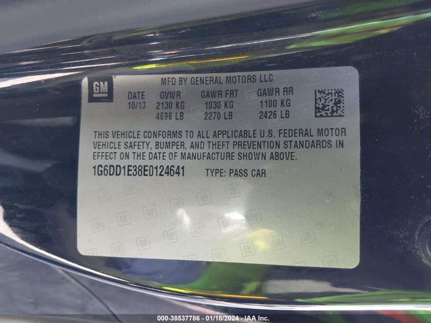 2014 CADILLAC CTS PREMIUM - 1G6DD1E38E0124641