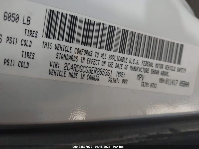 2014 DODGE GRAND CARAVAN SXT - 2C4RDGCG3ER265361