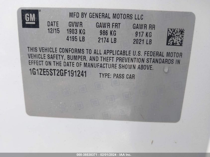2016 CHEVROLET MALIBU 1LT - 1G1ZE5ST2GF191241