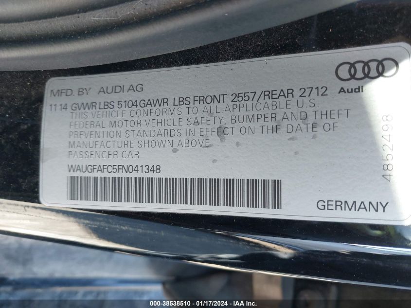 2015 AUDI A6 2.0T PREMIUM - WAUGFAFC5FN041348